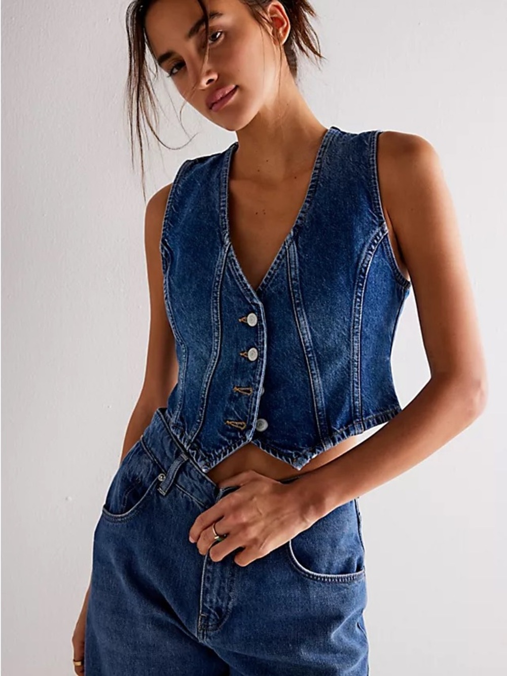 Free People - FREE TATE DENIM VEST - DARK INDIGO 7095
